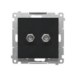 Simon 55 Gniazdo antenowe typu F” podwójne (moduł). Do instalacji indywidualnych. Czarny mat TASF2.01/149