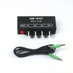 Miks stereo audio HAM-HP401 DC 5V-12V 4 Wejście 1 Wyjście Indywidualna Kontrola Głośności Wzmacniacz Słuchawkowy Złącze 3.5 mm D