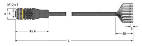 Turck 6626905 Kabel połączeniowy czujnika/aktuatora RKS12T-2/TEL, piny: 12, 2 m, 1 szt.
