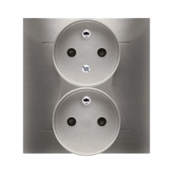 Simon 54 Gniazdo podwójne z/u z funkcją niezmienności faz z przesłonami 16A 250V złoty mat DGZ2TZ/44