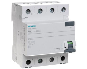 Wyłącznik różnicowoprądowy 4P 40A 0,03A typ AC biegun N-lewe 30mA 400V SENTRON 5SV4344-0KL