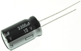 Kondensator 3300μF 10V dc Radialny, Otwór przelotowy Panasonic roztaw: 5mm 12.5 (Dia.) x 20mm