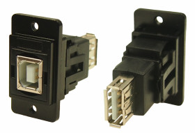 Złącze USB przelotowe B - A Montaż na panelu Żeński 2.0 ,1-portowe