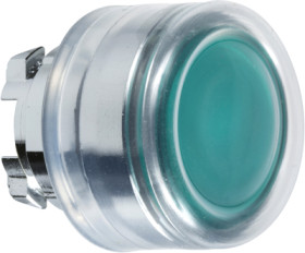 Pushbutton, illuminable, groping, waistband round, green, front ring silver, mounting Ø 22 mm, ZB4BW533