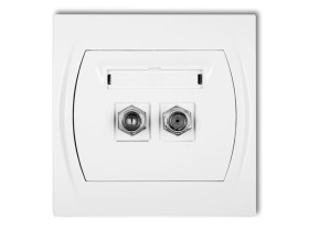 LOGO Gniazdo antenowe podwójne typu "F" (SAT) biały LGF-2 KARLIK