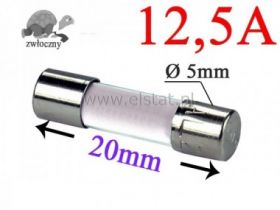 12,5A bezpiecznik z piaskiem; zwłoczny; 5x20mm