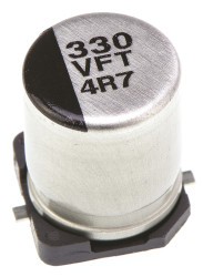 Aluminiowy kondensator elektrolityczny 330μF 35V dc SMD Panasonic roztaw: 3.1mm 8 (Dia.) x 10.2mm