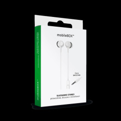 Słuchawki douszne z mikrof. jack 3,5 białe GSM1052