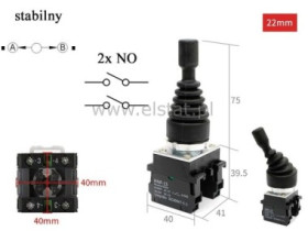 Joystick przemysłowy; 2 tory; stabilny; 2xNO; 22mm