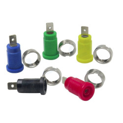 Gniazdo banan zestaw 5szt 4mm laboratoryjne 5 kolorów przykręcane