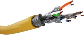 Kabel instalacyjny z certyfikatem GHMT CAT 8.1, S/FTP (PiMF), Żółty, 100m, 61128