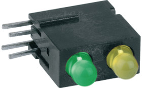 Signal light, green/yellow, 20 mcd, pitch 2.54 mm, LED number: 2, 1801.2131