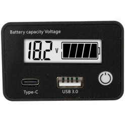Wskaźnik naładowania akumulatora baterii Pb Li-Ion 8V-30V QC z USB i USB-C