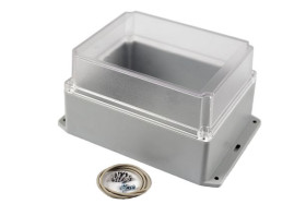 Obudowa ogólnego użytku Poliwęglan szerokość zew. 146 mm długość zew. 186 mm wys. zew. 110 mm Hammond IP65 Jasnoszary