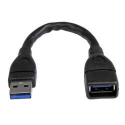 Kabel USB Złącze A USB A Złącze B USB A dł. 150mm Przewód przedłużający USB USB 3.0 kolor: Czarny