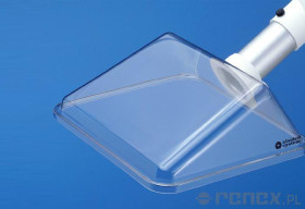 Końcówka prostokątna przezroczysta z czerwoną flanszą - 245x220 mm
