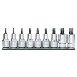 Zestaw końcówek do wkrętaka Torx l. elementów: 9 rozmiar: T20, T25, T27, T30, T40, T45, T50, T55, T60 Zestaw wkrętaków