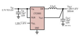 500mA, Synchronous Step-Down DC/DC Converter with Selectable Output Voltage