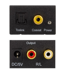 Konwerter Audio cyfrowo-analogowy RCA Cinch / TOSLINK - 2x RCA Cinch aktywny (gniazdo DC 5V 2A) czarny