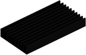 Extruded heatsink, (L x W x H) 37.5 x 60 x 20 mm, 6.4 to 2.8 K/W, black anodized, 10020980