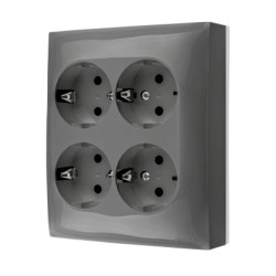 Simon Aquaclick Gniazdo IP20, Schuko, 4-krotne, z przesł. torów prądowych szary ACGSZN4Z/16