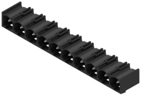 Pin header, 10 pole, pitch 7.62 mm, angled, black, 1472330000