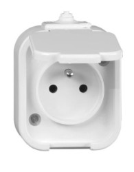 BURSZTYN Gniazdo hermetyczne pojedyncze z/u IP44 z klapką białe GNt-16B