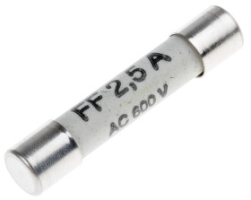 Bezpiecznik 2.5A 6.3 x 32mmFF 500V ac RS PROIEC 60127