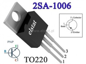 Tranzystor PNP 180V 1.5A 25W 80MHZ; TO220