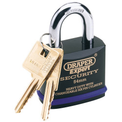 Draper Expert 64193 54mm Heavy Duty Stainless Steel Padlock &amp; 2 Keys