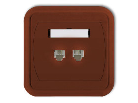 LIZA Gniazdo telefoniczne podwójne 2xRJ11 4-stykowe brązowy 4GLT-2 KARLIK