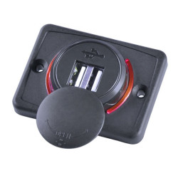 Ładowarka USB 12-24V /5V 1A 2.1A LED RED, montażowa z klapką,
