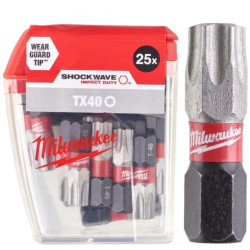 Bity udarowe do wkrętarki TORX TX40 25mm 1/4 SHOCKWAVE 25szt MILWAUKEE