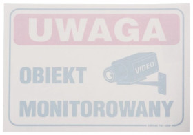 Naklejka - rewers /Uwaga obiekt monitorowany/ N-25X17/R
