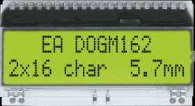 EA DOGM162L-A LCD text module, 48.3 x 12 mm, yellow / green