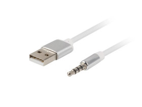 KABEL DO APPLE AUDIO USB-A(M)-JACK(M) 4PIN 3.5MM 1M BIAŁY 10-PACK LANBERG