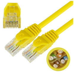 Patchcord UTP kat.6 kabel sieciowy LAN 2x RJ45 linka żółty 1m NEKU