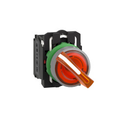 Przełącznik wyboru Uchwyt, 2-pozycyjny, IP66, IP67 1 NO/1 NC, Ø 22 mm, Schneider Electric Podświetlenie Harmony XB5