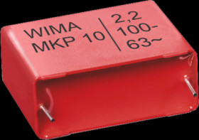 MKP film capacitor, 100 nF, ±10 %, 2 kV (DC), PP, 27.5 mm, MKP1U031006D00KSSD
