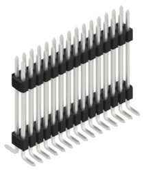 Pin header, 30 pole, pitch 1.27 mm, angled, black, SLVW10SMD12730Z