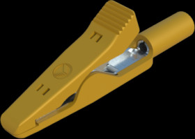 Alligator clip, yellow, max. 4 mm, L 41.5 mm, CAT O, socket 2 mm, 973584103
