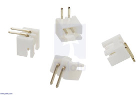 Pololu 2.5 mm JST XH-Style Shrouded Male Connector: 2-Pin, Right Angle (4-Pack)