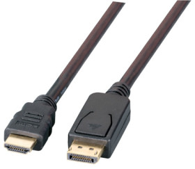 Adapter cable, 1 m, black, DisplayPort plug, straight to HDMI plug type A, straight, K5561SW.1V2