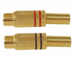 Gniazdo RCA złote małe z odgiętką /2szt = komplet czerwony i czarny/