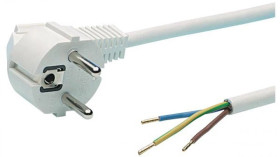 Przewód sznur przyłączeniowy z wtyczką kątową OMY 3x1,0 3m, biały / 87333