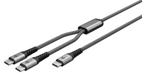 Kabel tekstylny USB-C™, 60 W, Power Delivery, 1,5 m, czarny/szary