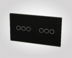 TouchMe Duży panel szklany, 2 x łącznik potrójny, czarny TM703703B