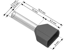 Tulejka izolowana kablowa 2x2,5 /10 (szara) (100 szt)