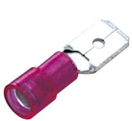 Konektor płaski Męski 0.8 x 6.35mm 0.5 → 1.5 mm², 22 → 16 AWG długość 22mm Izolacja: Izolowane Cyna