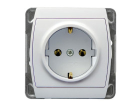 GAZELA Gniazdo pojedyncze z uziemieniem schuko biały GP-1JS/m/00 OSPEL